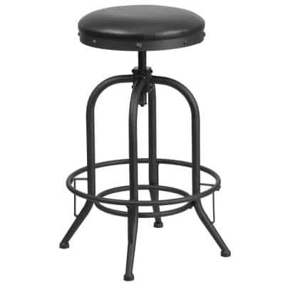 Flash Furniture Adjustable Height Black Powder Coat Swivel Cushioned Bar Stool