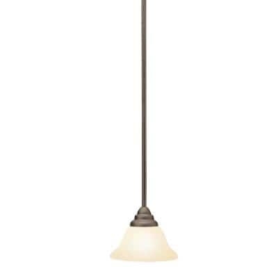 KICHLER Telford 1-Light Olde Bronze Transitional Kitchen Mini Pendant Hanging Light with Umber Etched Glass
