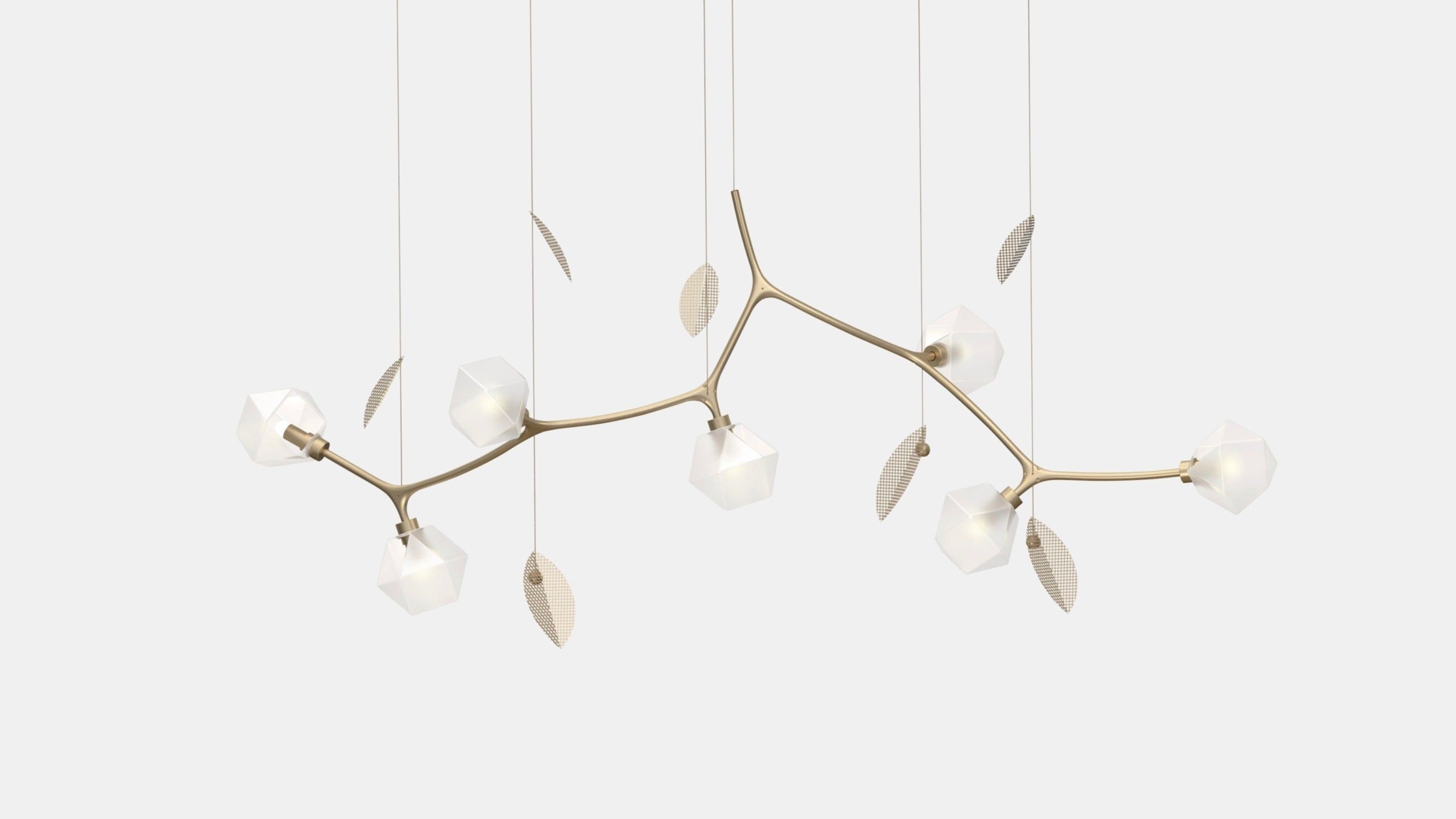 Welles Small Chandelier by Michelle Gerson - Satin Brass / Alabaster White / us