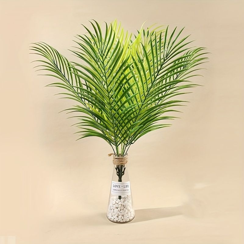 1/2pcs Sunflower Leaves - 9 Heads Of Realistic Faux Palm Leaves For Diy Decor And Party Favors
