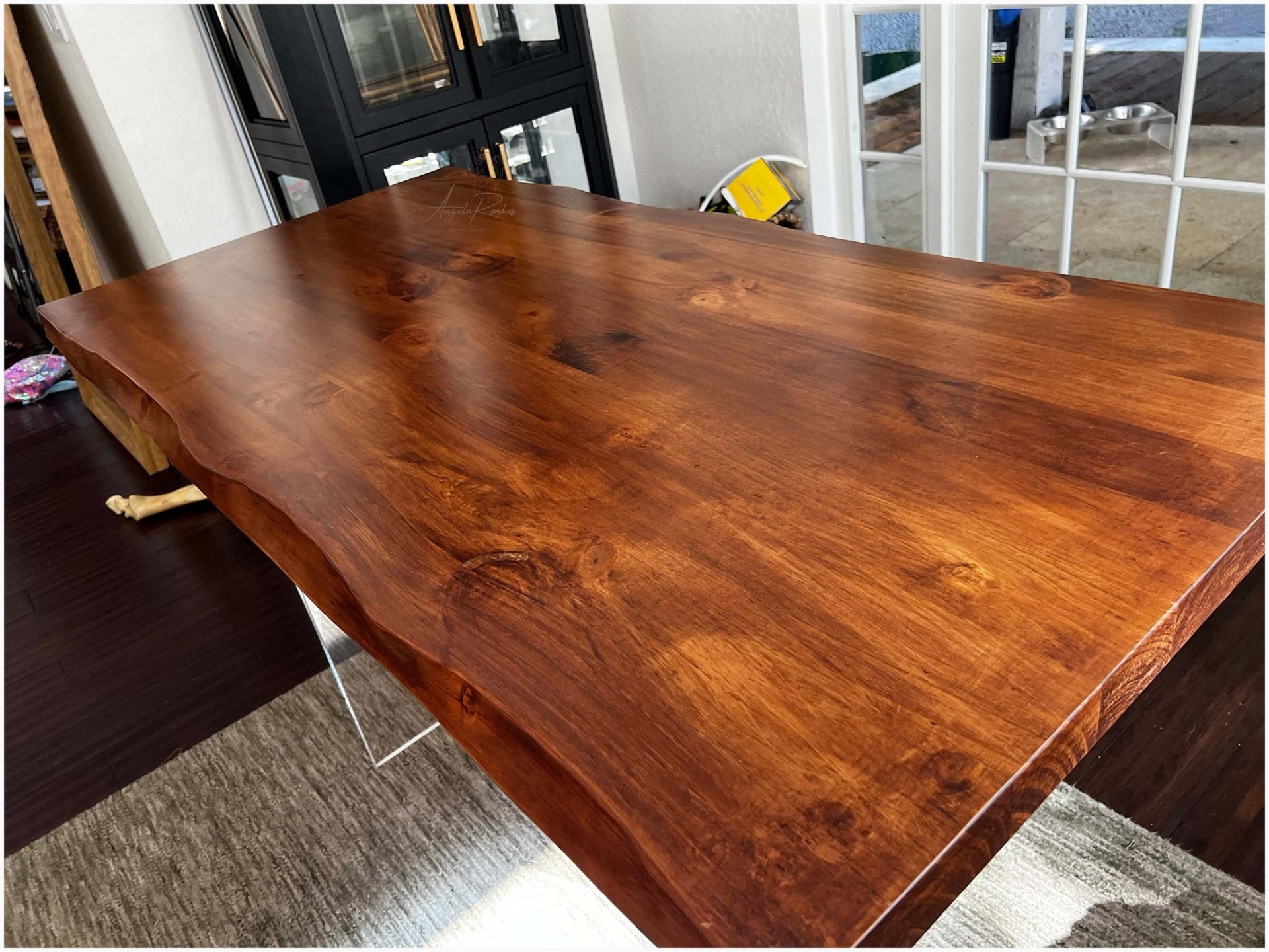 "2\" Thick Live Edge Wood Table Top, Walnut Color, Solid Wood"