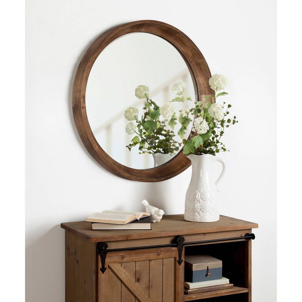 22" Colfax Round Wall Mirror Natural - Kate & Laurel All Things Decor