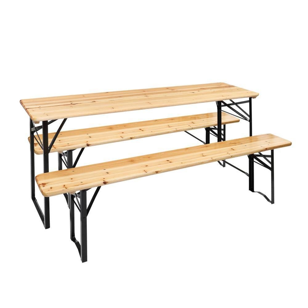 70 in. 3-Piece Wood Picnic Benches with Table