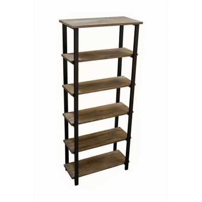 70 in. H Brown Wood 5-Shelf Bookcase