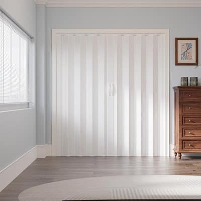 ARK DESIGN 72 in. x 80 in. White Vinyl Accordion Door with Hardware
