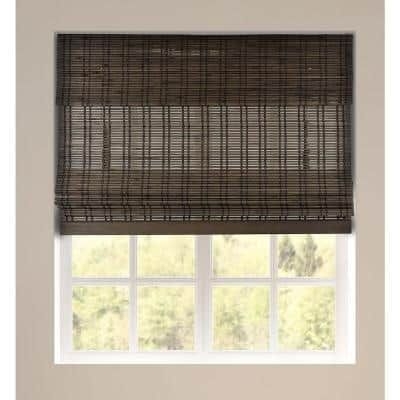 Arlo Blinds Dali Walnut Cordless Light-Filtering Bamboo Woven Roman Shade 29 in. W x 74 in. L