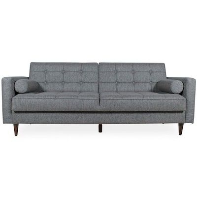Ashcroft Furniture Co Wilson 84 in. W Mid Century Modern Furniture Style Futon Gray Linen Twin Couch Sofa Bed