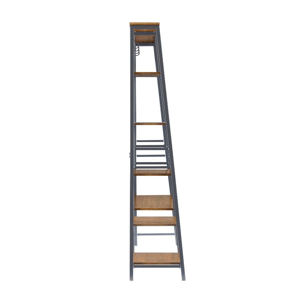 Austin Industrial 4 Hooks 5 Side Shelves and a Top Shelf Bench Hall Tree Black - Linon