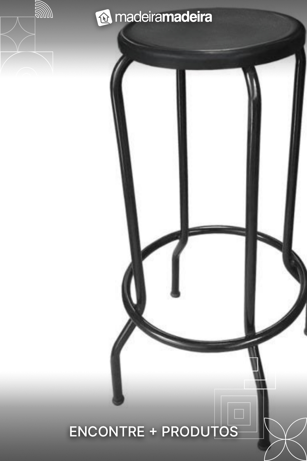 Banco Alto de Metal com Apoio para Os Ps Banqueta Empilhavel para Bar Balco Cozinha - Preta