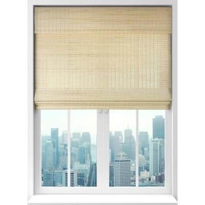 calyxinteriors Seaside Natural Cordless Light-Filtering Bamboo Woven Roman Shade 31.5 in. W x 74 in. L