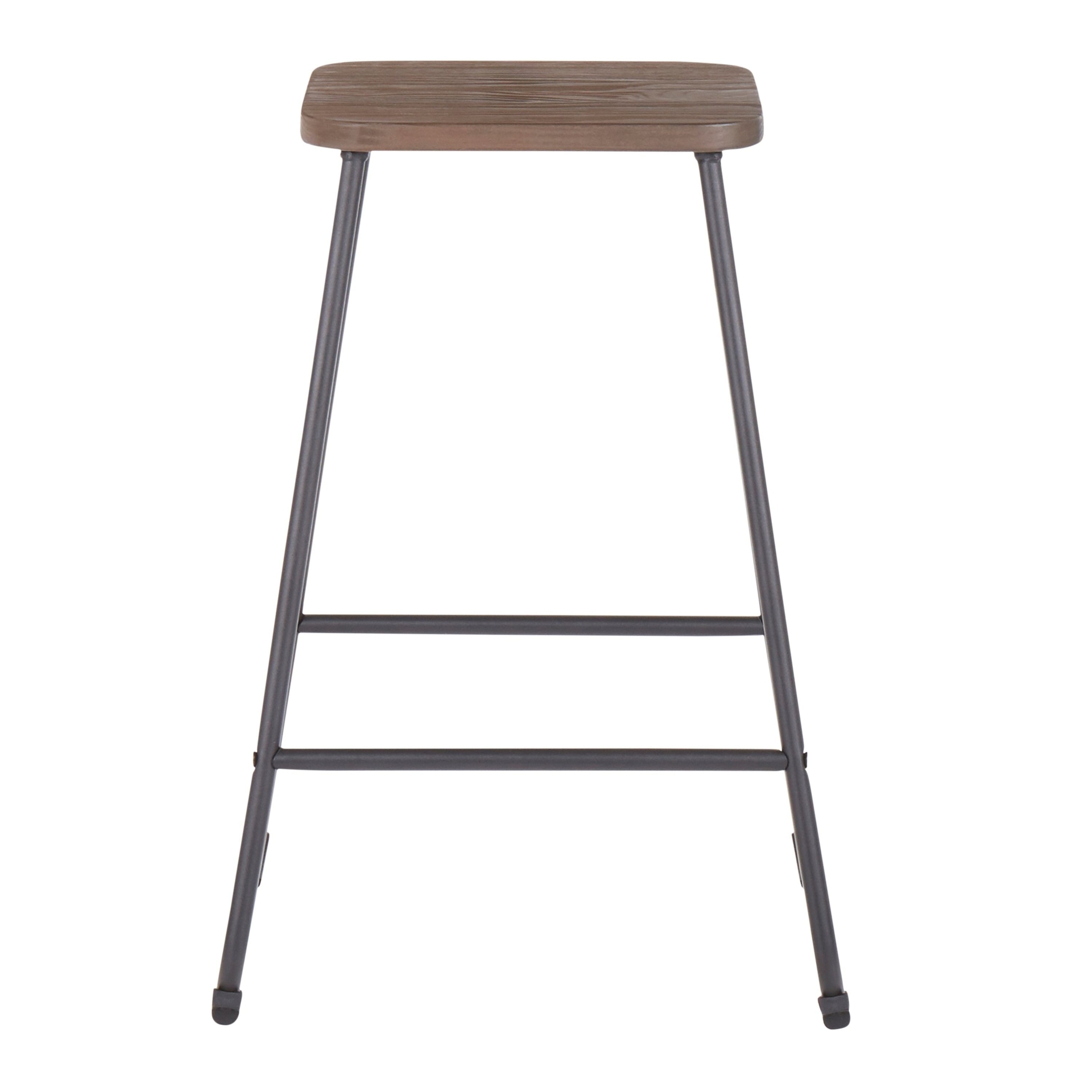 Carbon Loft Bahorel Industrial Metal & Wood Counter Stool (Set of 2) - N/A