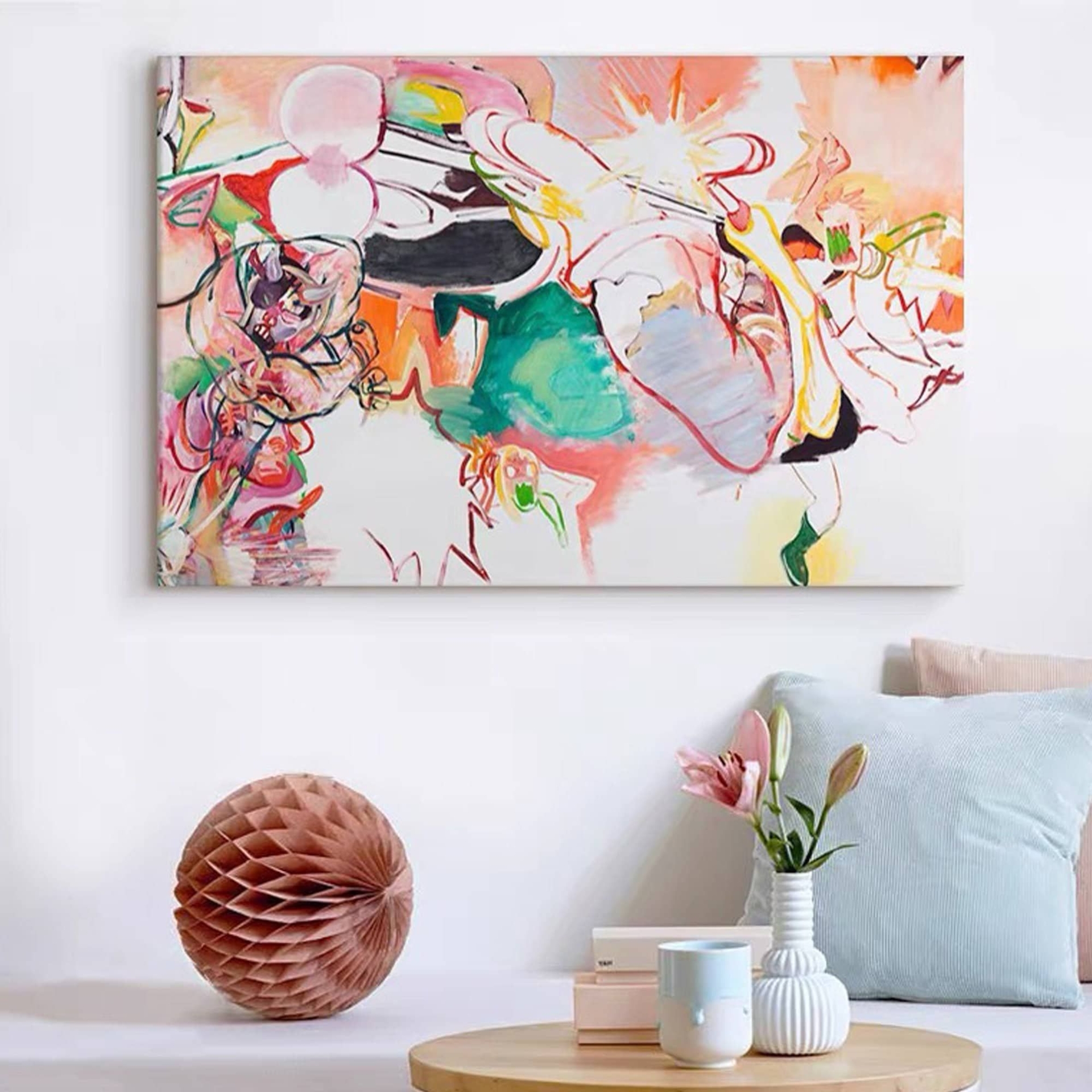 Colorful Abstract Oil Painting on Canvas, Graffiti wall art, Acrylic Painting Impasto Multicolor Splash Wall Art DecorG