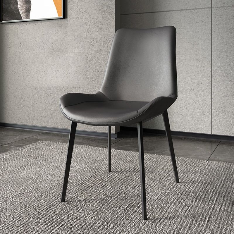 Contemporary Style Dining Chair Armless Side Chair for Kitchen with Metal Legs - Grey / 2 Piece Set