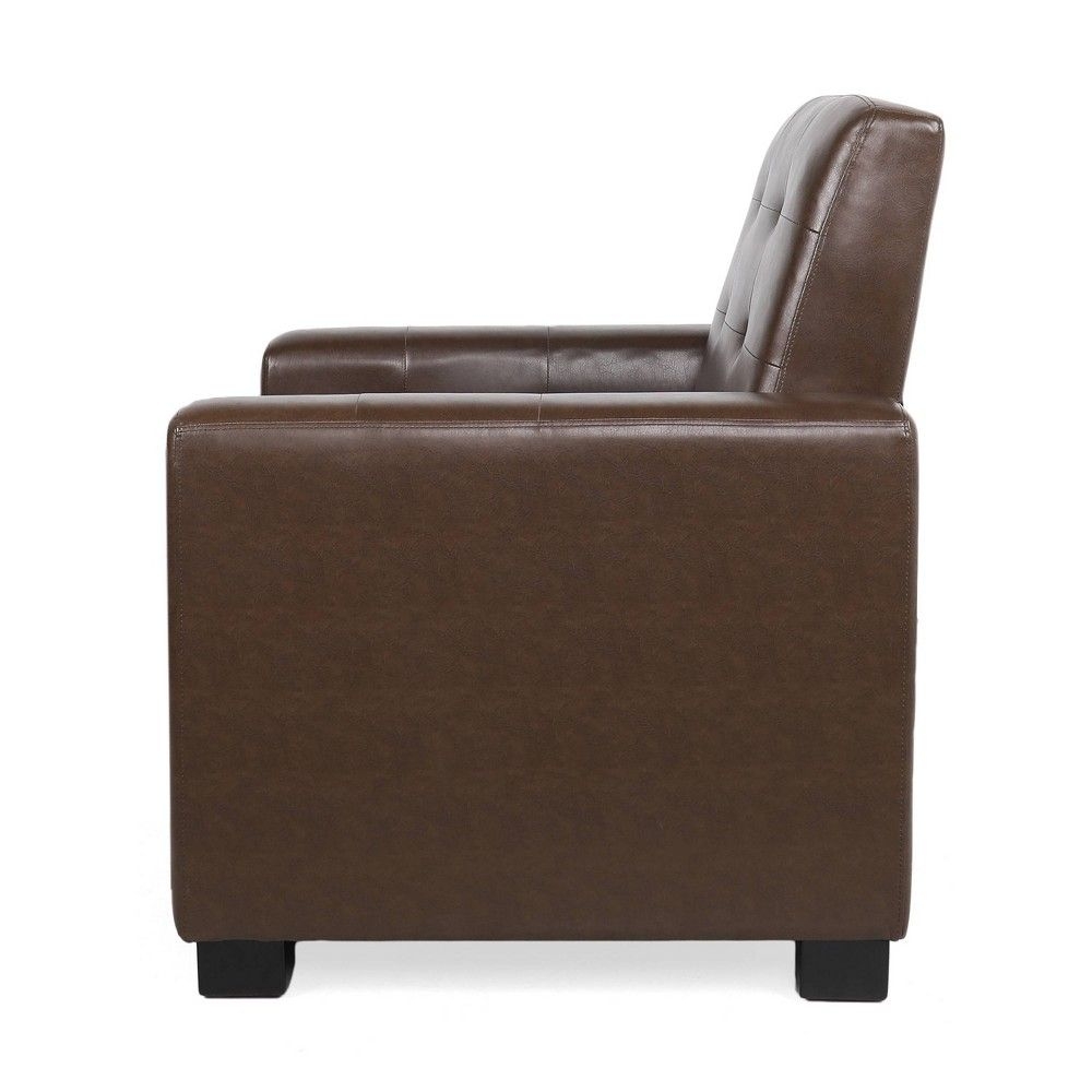 Craigue Contemporary Tufted Faux Leather Pushback Recliner Dark Brown - Christopher Knight Home
