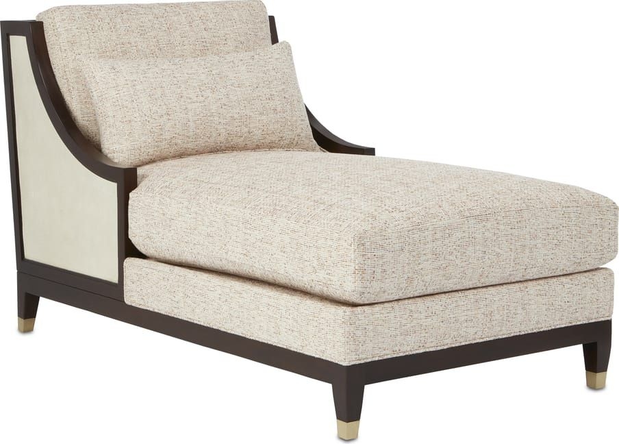 Currey and Company Evie Rosada Chaise - Finish: Ivory, Dark Walnut, Antique Brass