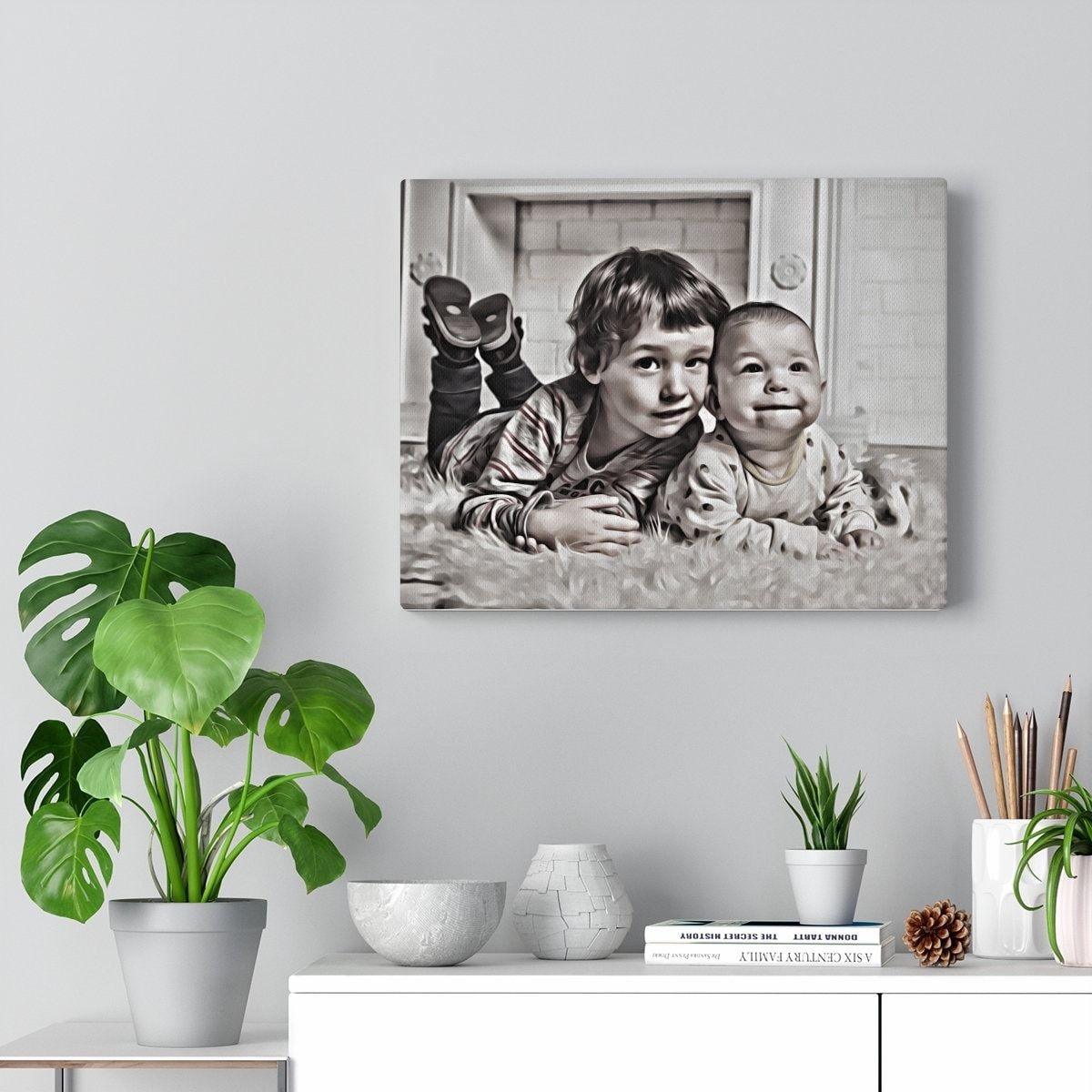 CUSTOM FAMILY PORTRAIT, Family Portrait From Photo Printable, Personalized Christmas Gift For Family, Gift For Wife, Family Picture