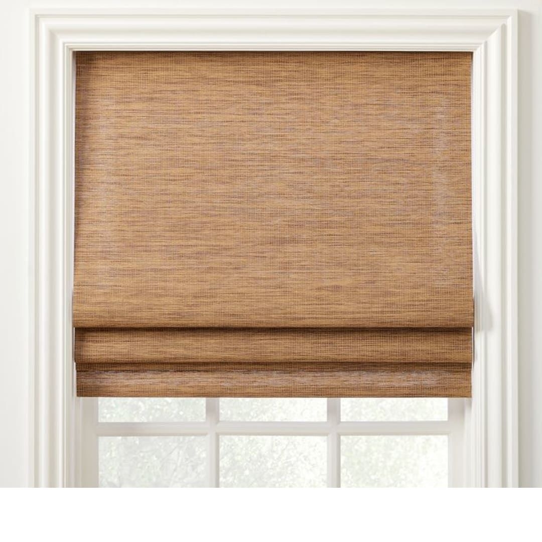 Custom Sutton Natural Light Filtering Roman Shades, 40x64, Brown