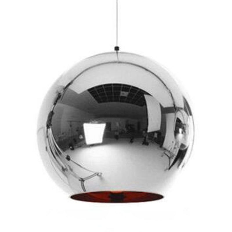 Electroplated Mirror Glass Globe Hanging Light Contemporary Minimalist 1-Light Lighting Fixture for Corridor Aisle - Silver / 12