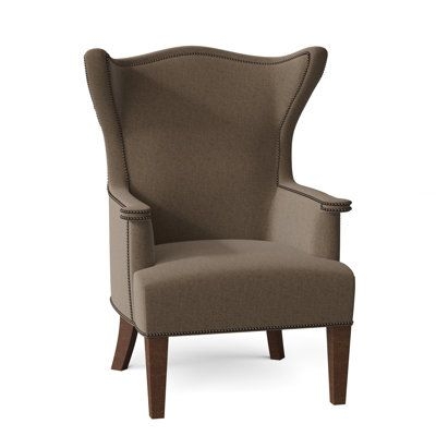Fairfield Chair Linton 30.5" Wide Slipcovered Wingback Chair Polyester/Other Performance Fabrics in Gray/Brown | Wayfair