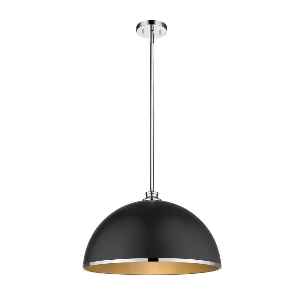 Filament Design 1-Light Matte Black Plus Chrome Pendant