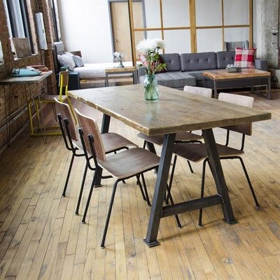 Foundry Select Suffield Fir Dining Table Wood/Metal in Green/White, Size 30.0 H x 84.0 W x 36.0 D in | Wayfair