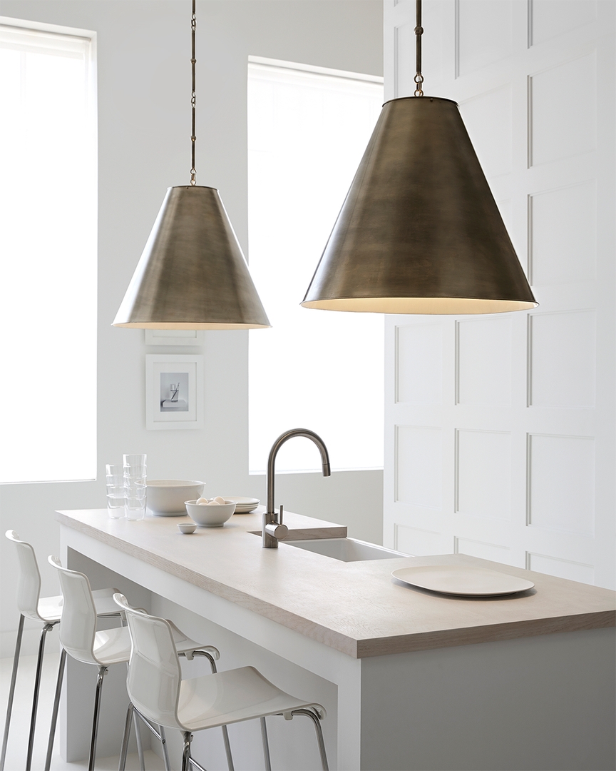 Goodman Large Hanging Lamp in Antique Nickel with Antique Nickel Shade