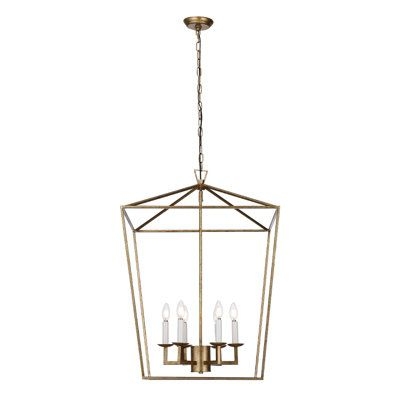 Gracie Oaks Namboodri 6 - Light Lantern Geometric Pendant Metal in Yellow, Size 33.0 H x 21.0 W x 21.0 D in | Wayfair