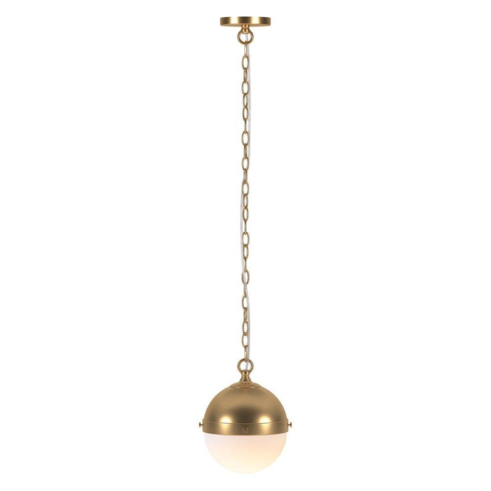 Hampton & Thyme 9" Wide Pendant with Glass Shade Brass/White Milk