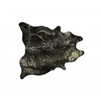 HomeRoots Josephine Chocolate and Gold 5 ft. x 7 ft. Specialty Cowhide Area Rug, Chocolate & Gold