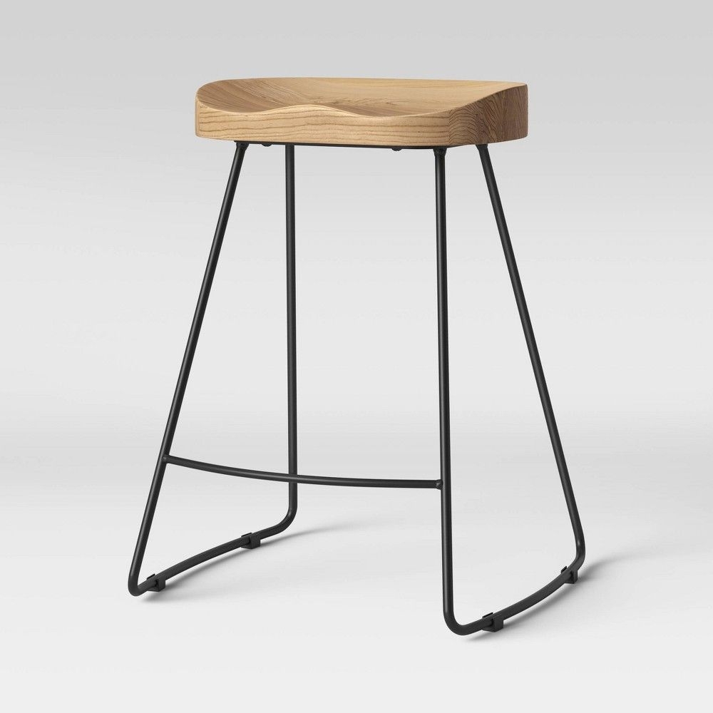 Hull Counter Height Barstool with Black Base Natural - Threshold