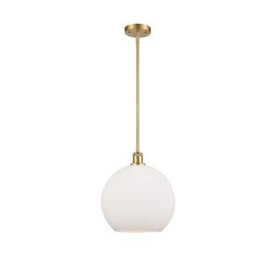 Innovations Athens 60-Watt 1 Light Satin Gold Shaded Mini Pendant Light with Frosted glass Frosted Glass Shade
