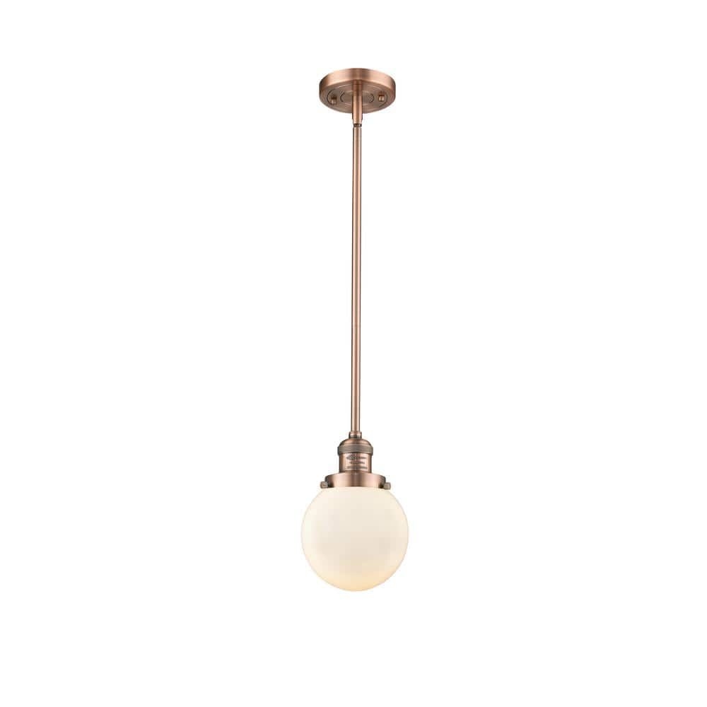 Innovations Beacon 60-Watt 1 Light Antique Copper Shaded Mini Pendant Light with Frosted glass Frosted Glass Shade