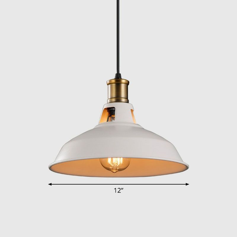 Iron Dome Shade Hanging Light Simplicity 1Bulb Restaurant Pendant Lighting Fixture - Black / C