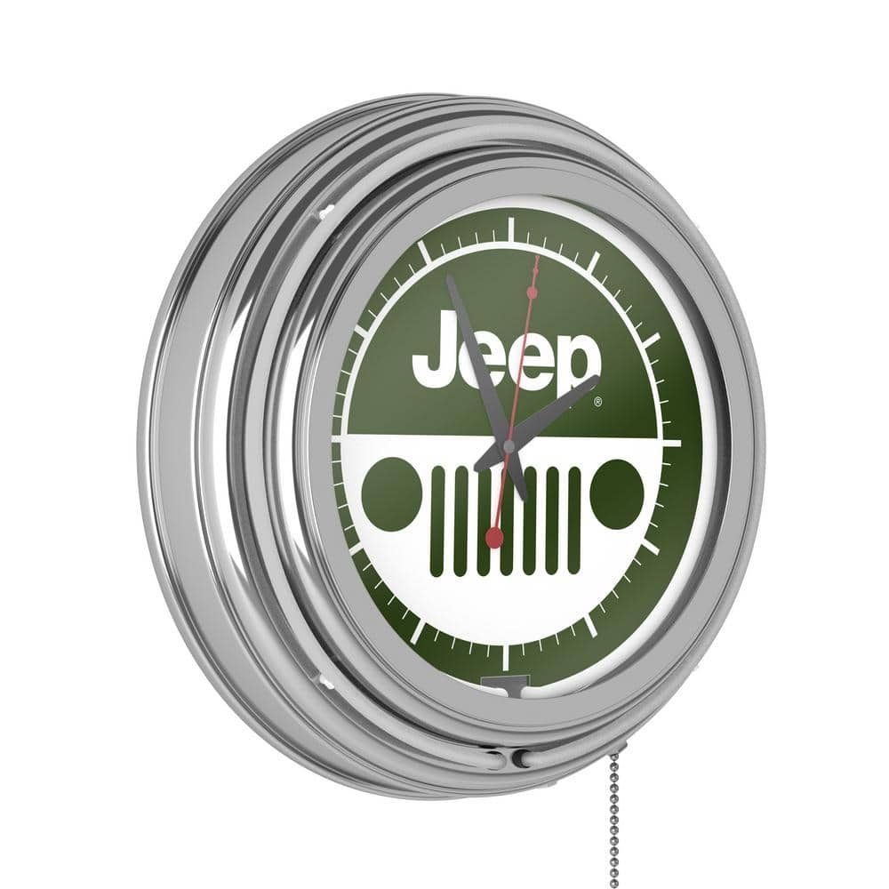 Jeep Green Grille 2 Lighted Analog Neon Clock