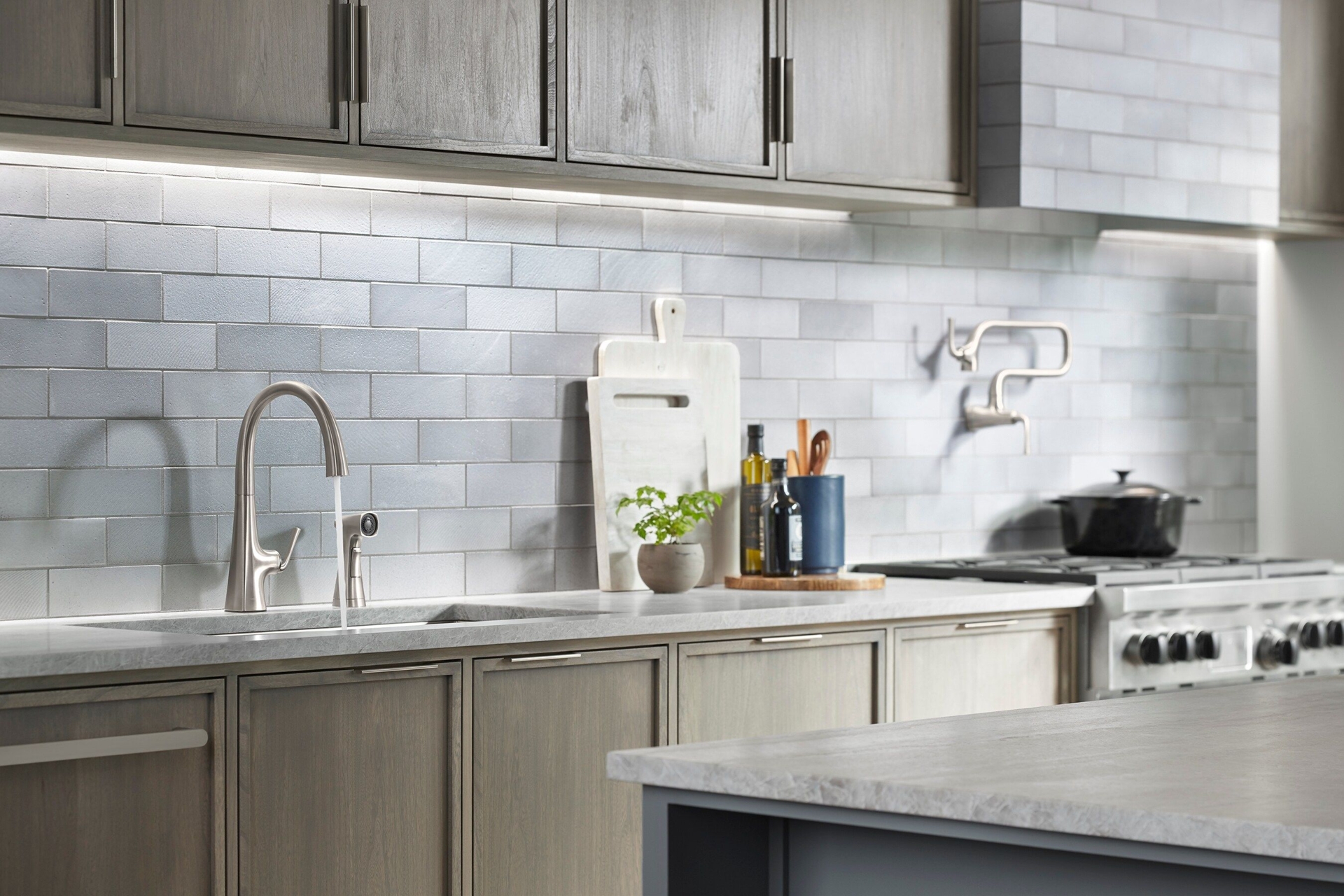 KOHLER Graze Vibrant Stainless Single Handle Wall-mount Pot Filler Kitchen Faucet | K-22066-VS
