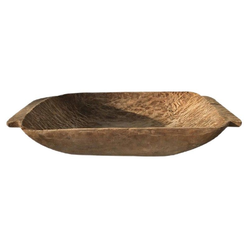 Large Bowl Carved from Wabi-Sabi Wood Trunk, 1900s