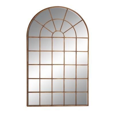 Litton Lane 56 in. x 34 in. Brown Wood Traditional Arch Wall Mirror
