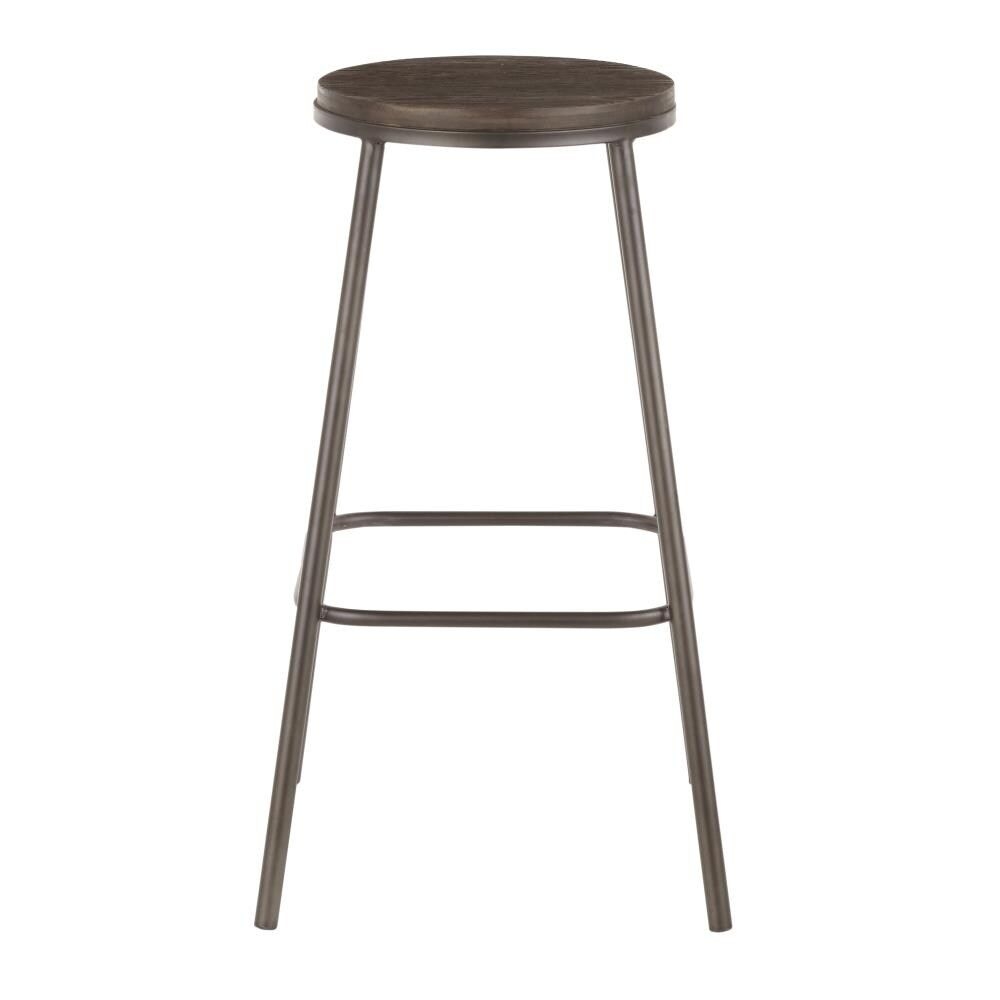 LumiSource Clara Set of 2 Antique Metal, Espresso Bamboo 29.75-in H Bar height Metal Backless Bar Stool in Gray | B30-CLRARN ANE2