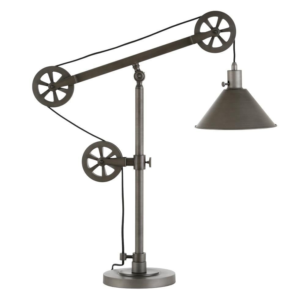 Meyer&Cross Descartes 29 in. Aged Steel Table Lamp with Pulley System
