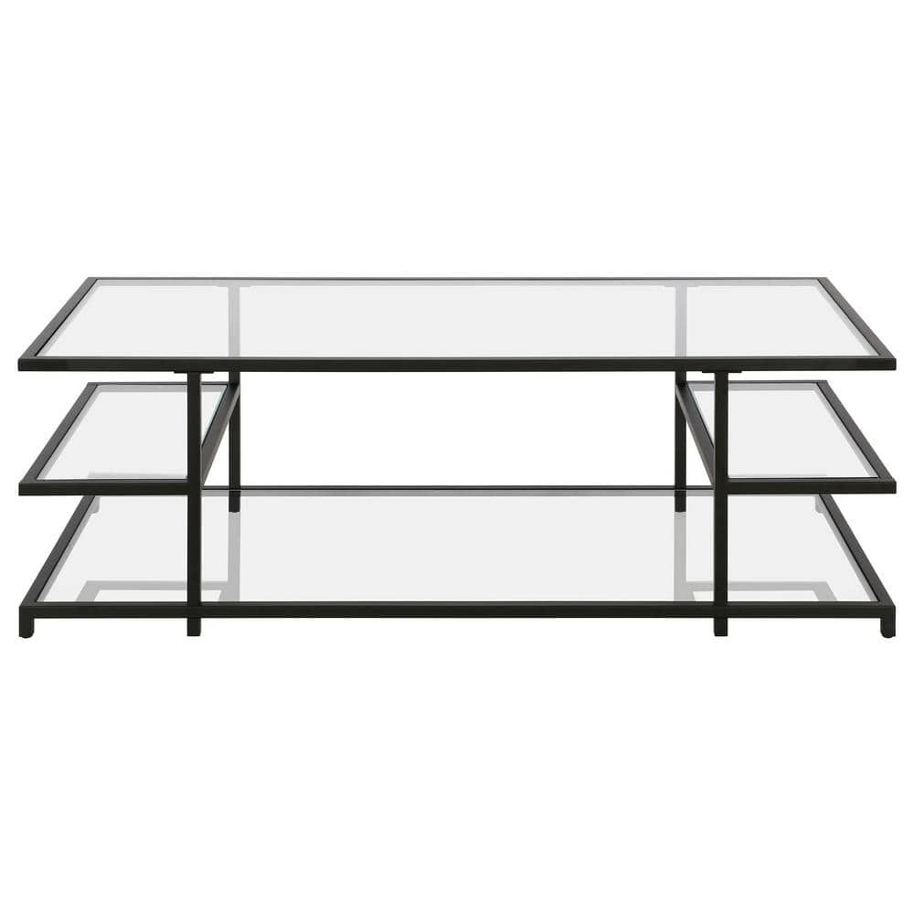 Meyer&Cross Greenwich 54 in. Blackened Bronze Rectangular Glass Top Coffee Table
