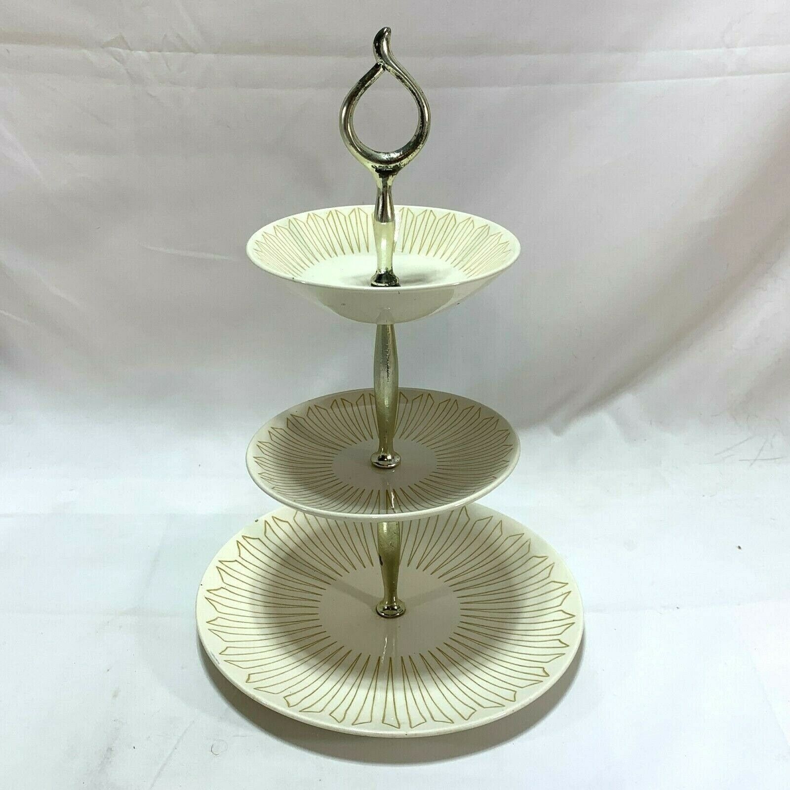 Mid Century Modern 3 Tier Serving Tray Royal China Ironstone Made In USA Vintage