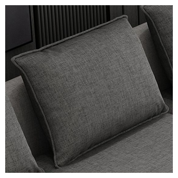 Modern Removable Cushions Slipcovered Sofa with Reversible Chaise - Gray-White / Faux Leather / Foam