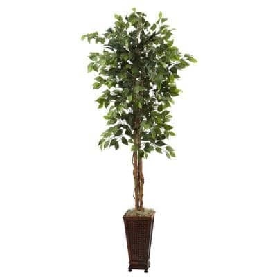 Nearly Natural 6.5 ft. Artificial Ficus with Decorative Planter