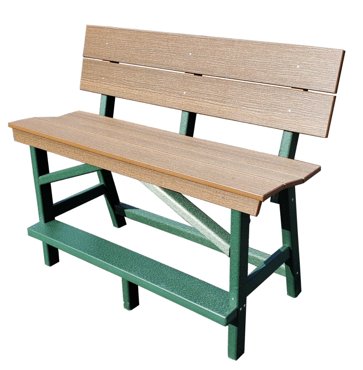 Perfect Choice Furniture Recycled Plastic Stanton Standard Counter Height Bench With Back - LEAD TIME TO SHIP 10 WEEKS - Orange on Gray
