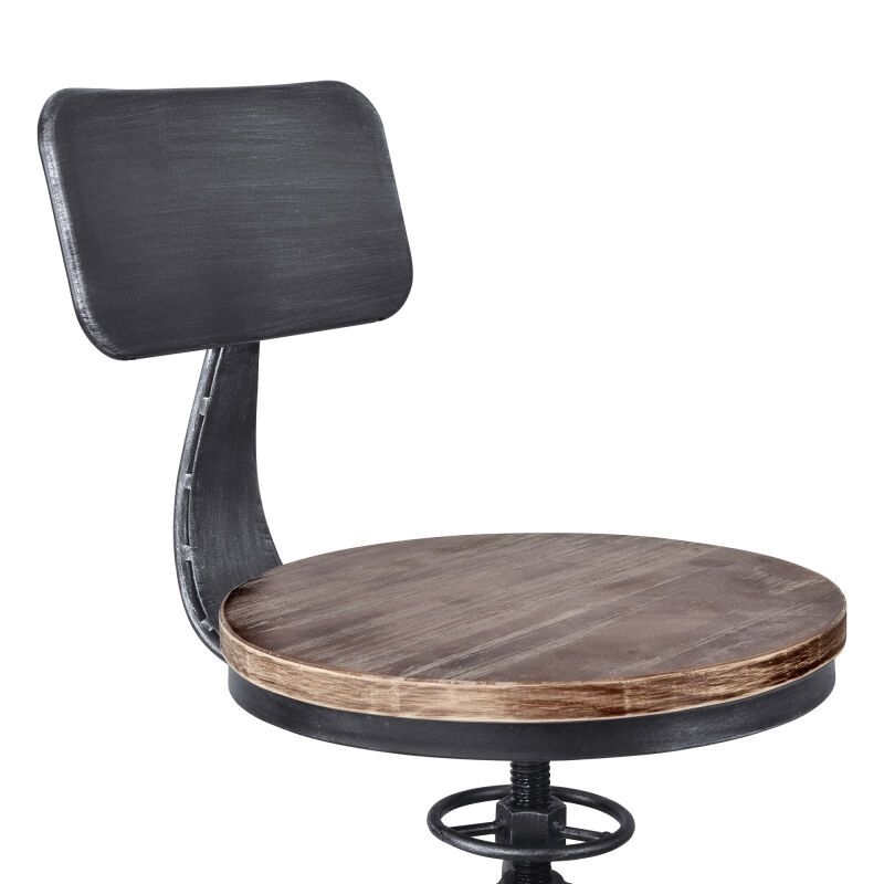 Perlo Industrial Adjustable Barstool and Pine Wood in Industrial Gray by Armen Living