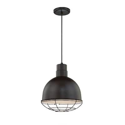 R Series 12 in. Wide 1-Light Satin Black Pendant