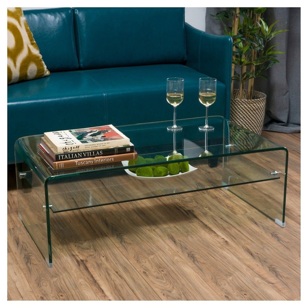 Ramona Glass Rectangle Coffee Table w/ Shelf Clear - Christopher Knight Home