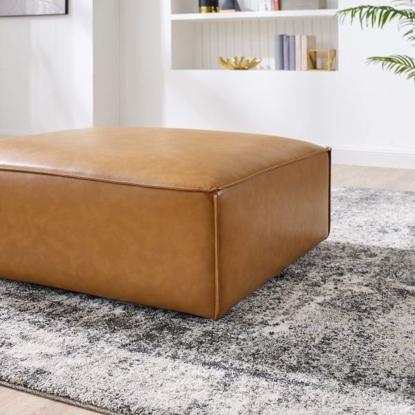 Restore Vegan Leather Ottoman in Tan by Modway