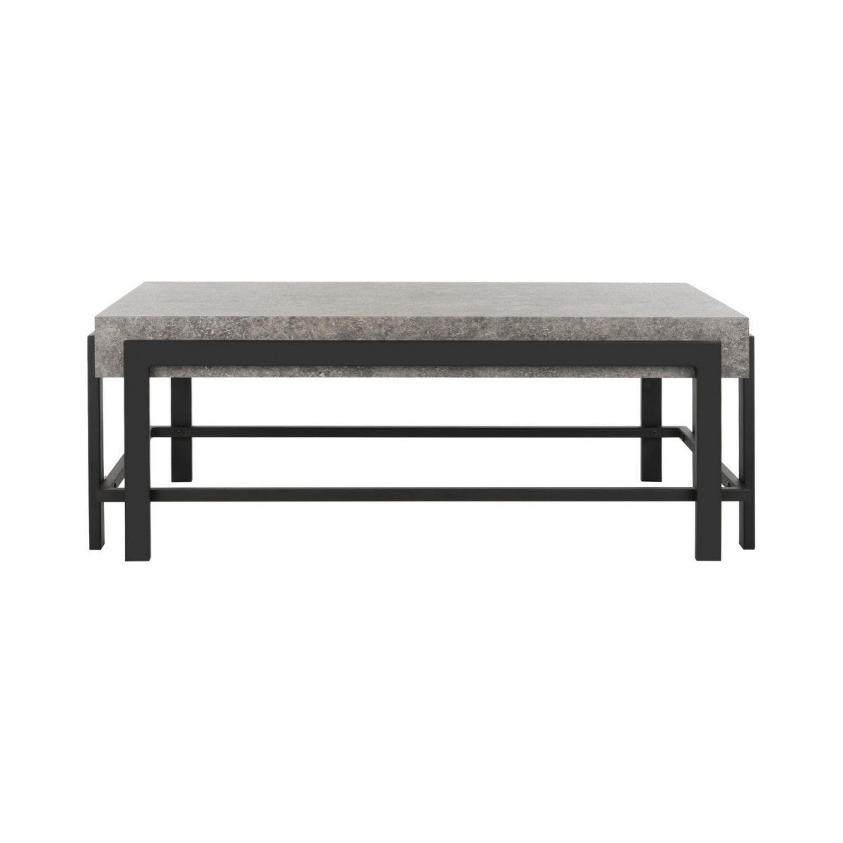 River Rectangular Contemporary Coffee Table, Dark Gray/Black
