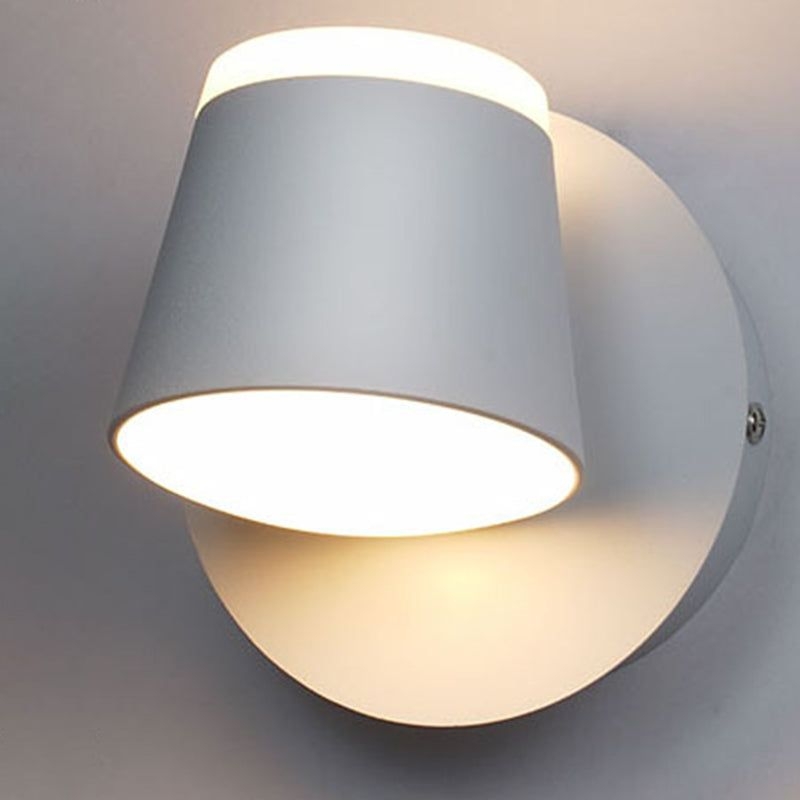 Rotatable Cone Wall Sconce Lights Modern Minimalist Style Metal Sconce for Bedroom - 1-Light / White / White Light